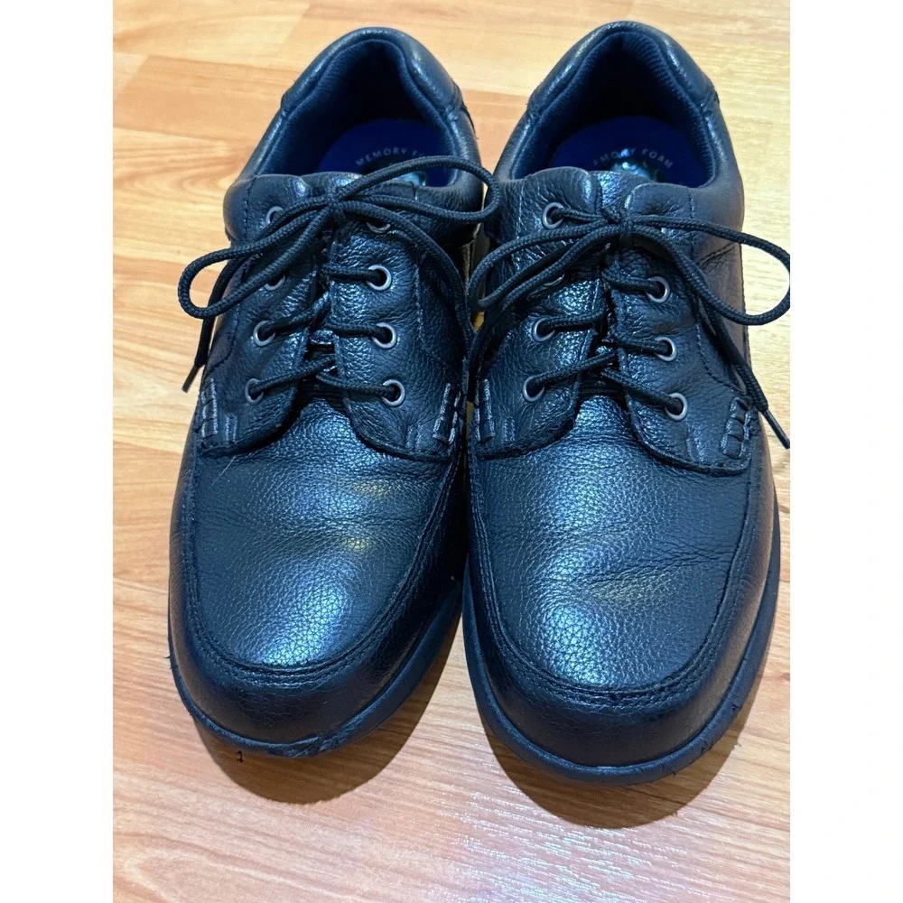 Nunn Bush Mens 10 Wide Black Leather Comfort Gel Oxford Shoes